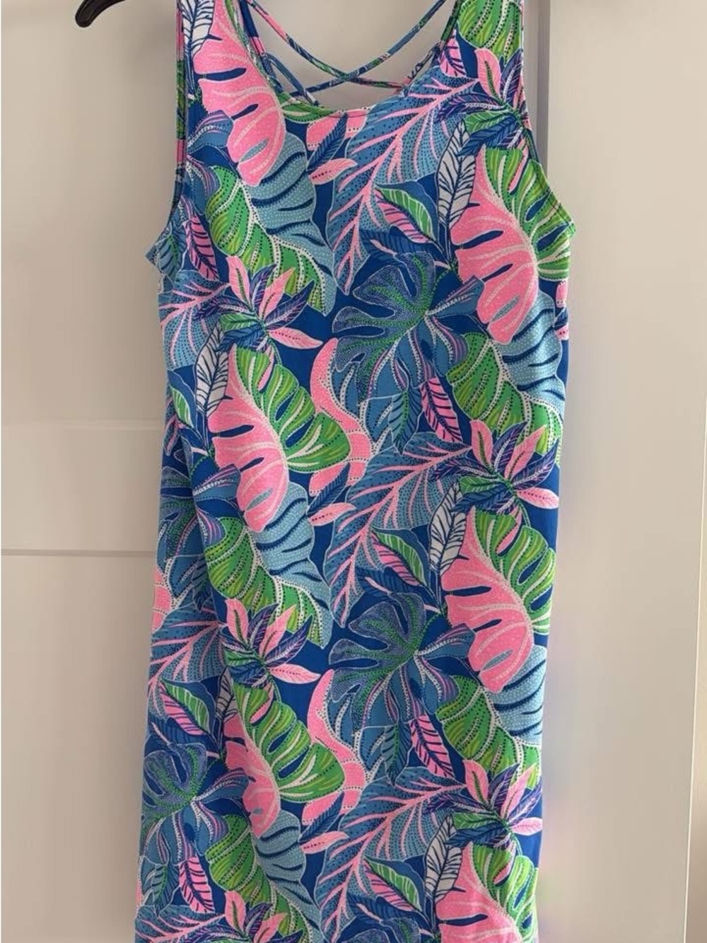 Lilly Pulitzer Blue Pink Green Tropical Print Tank Dress